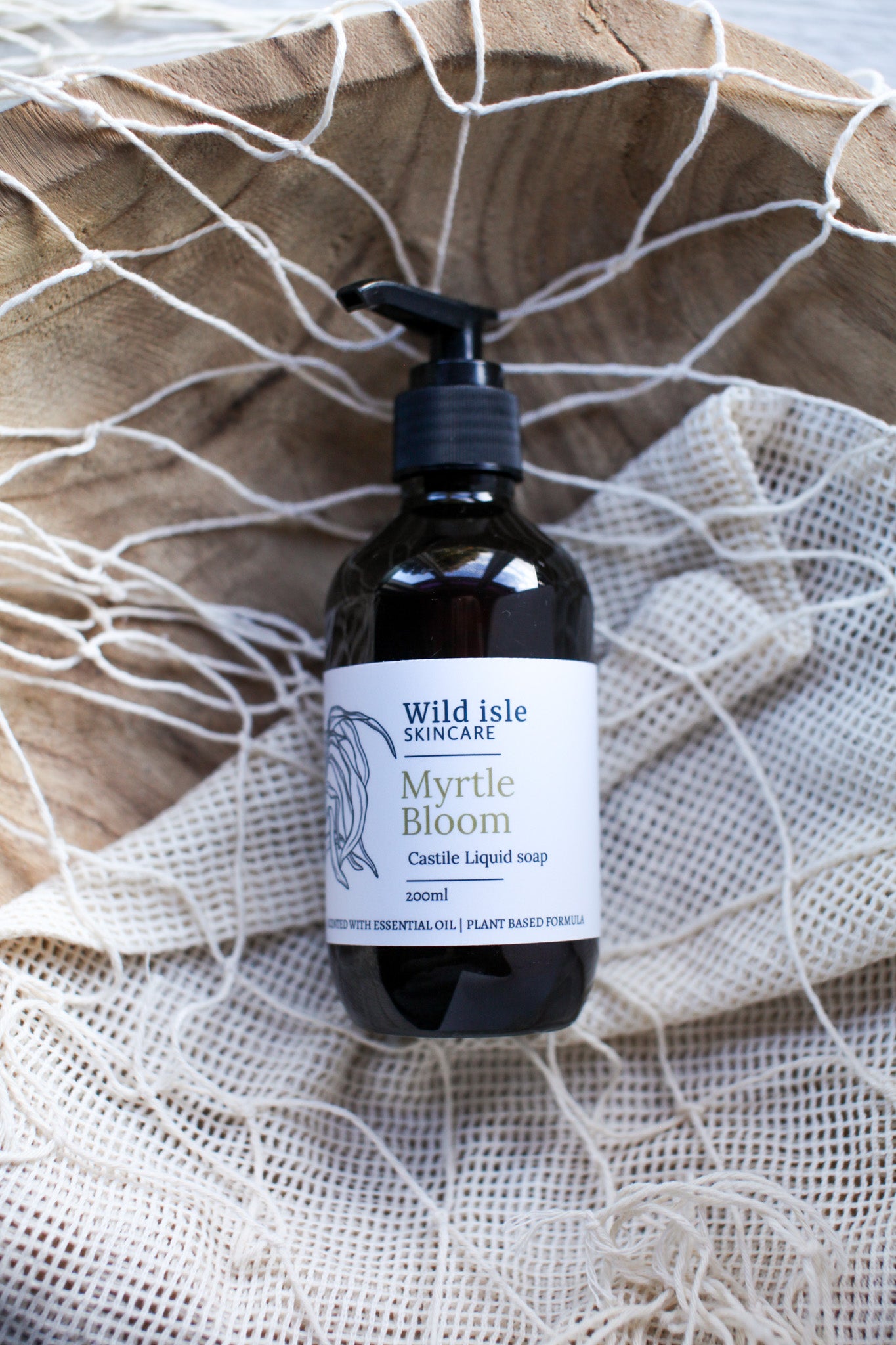 Bottle of Wild Isle Skincare Myrtle Bloom hand lotion tasmanian inpired