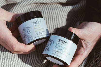 tasmanian blue gum hand cream tasmanian made skincare wild isle bush lemon